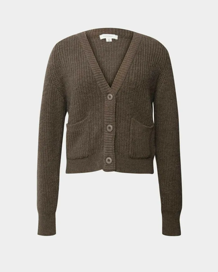 Forcast Mel Wool Blend Cardigan Lattecharcoal Women Long Sleeve Tops