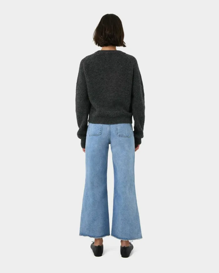 Forcast Mel Wool Blend Cardigan Lattecharcoal Women Long Sleeve Tops