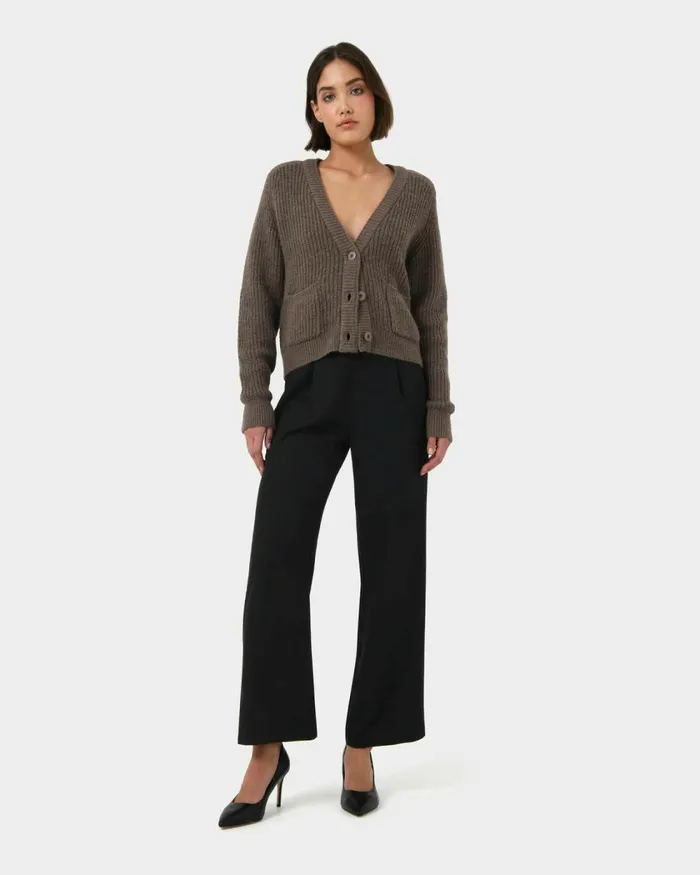 Forcast Mel Wool Blend Cardigan Lattecharcoal Women Work Tops