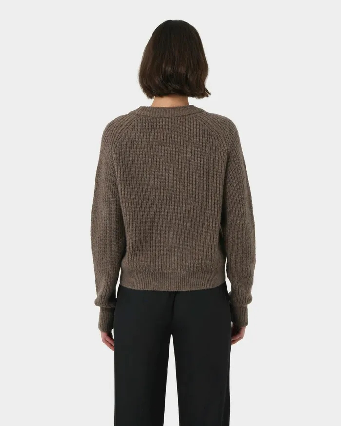 Forcast Mel Wool Blend Cardigan Lattecharcoal Women Work Tops