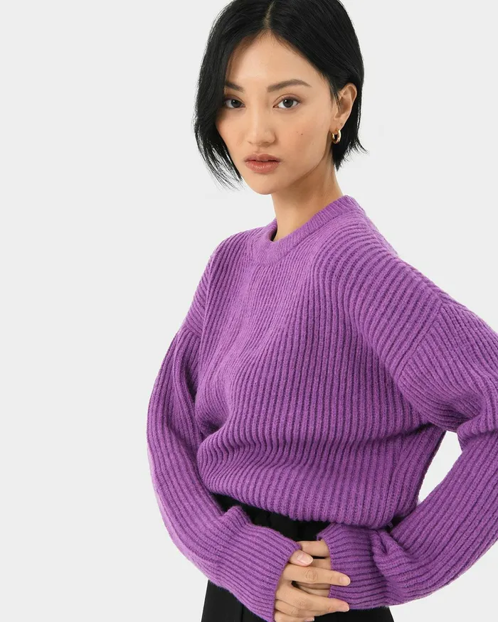 Forcast Meredith Drop Shoulder Sweater Deep Lavender Women TShirts and Tops