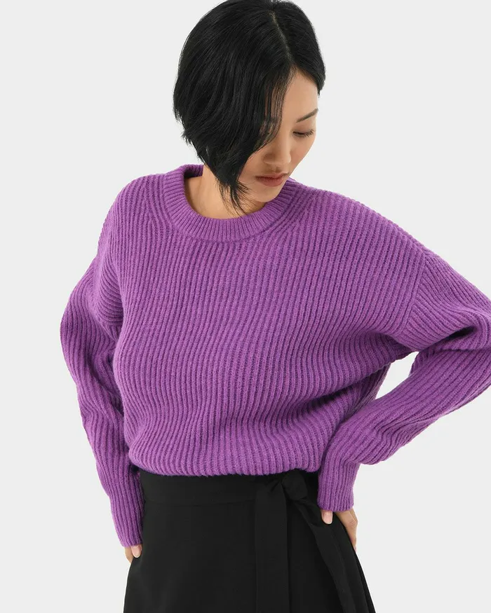 Forcast Meredith Drop Shoulder Sweater Deep Lavender Women TShirts and Tops