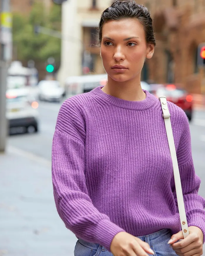 Forcast Meredith Drop Shoulder Sweater Deep Lavender Women TShirts and Tops