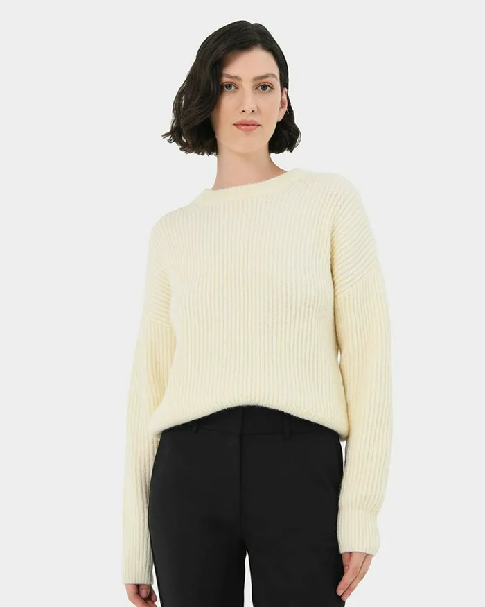 Forcast Meredith Drop Shoulder Sweater Ivory Women TShirts and Tops