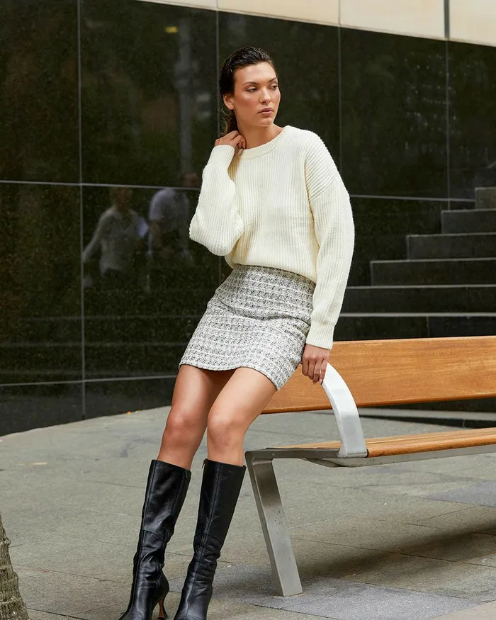 Forcast Meredith Drop Shoulder Sweater Ivory Women TShirts and Tops