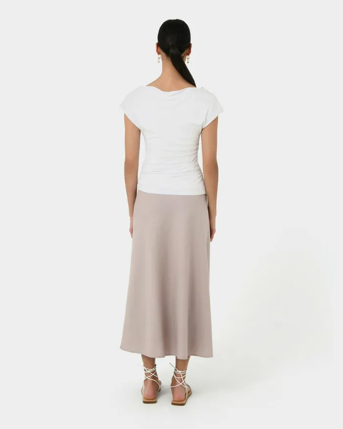 Forcast Mia Off Shoulder Jersey Top Chocolateivoryblack Women TShirts and Tops