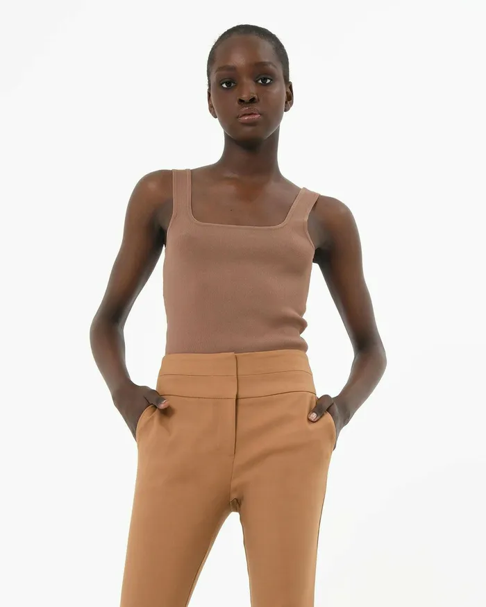 Forcast Miami Cropped Knit Top Iced Coffee Women TShirts and Tops