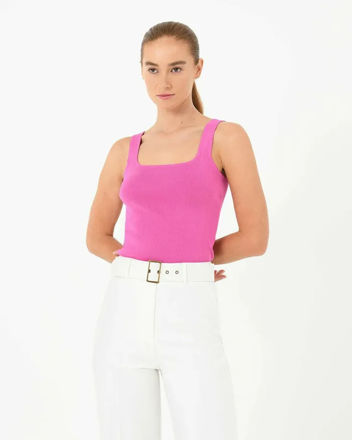 Forcast Miami Cropped Knit Top Iced Coffee Women TShirts and Tops