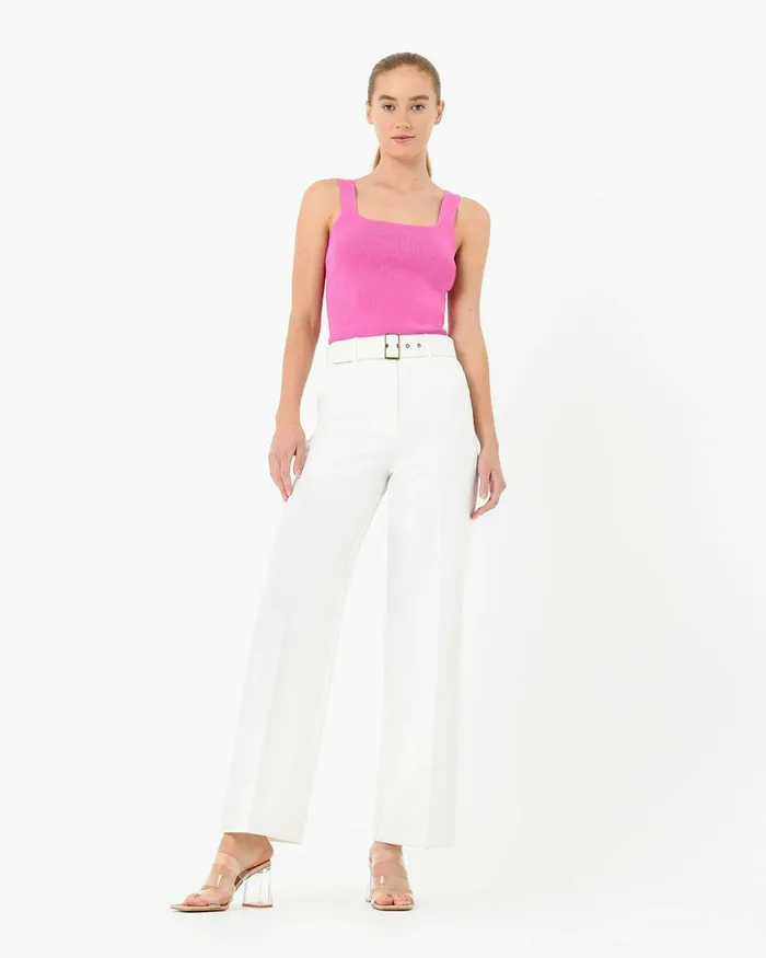 Forcast Miami Cropped Knit Top Iced Coffee Women TShirts and Tops