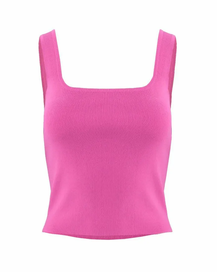 Forcast Miami Cropped Knit Top Iced Coffee Women TShirts and Tops