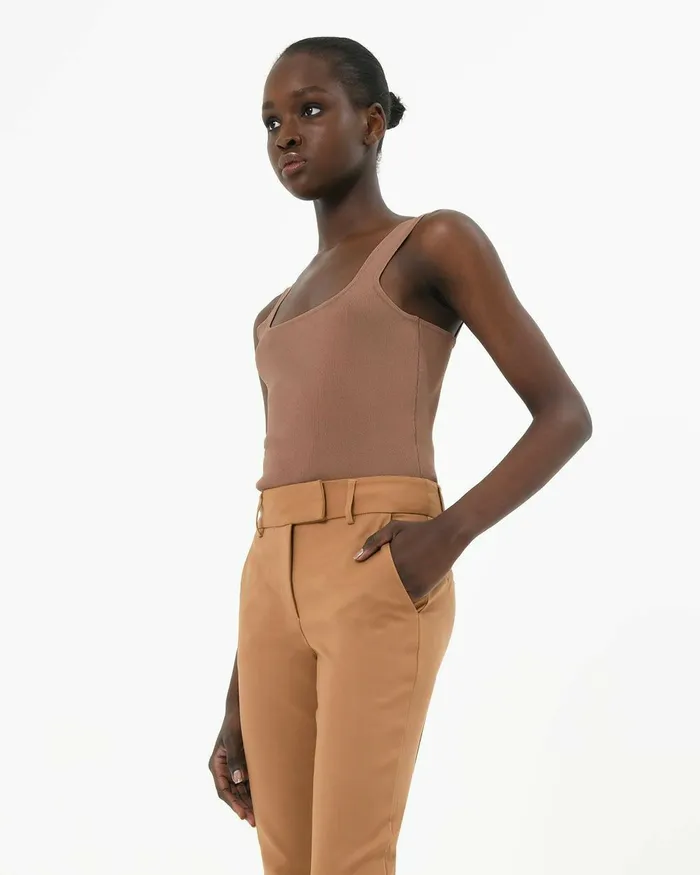 Forcast Miami Cropped Knit Top Iced Coffee Women TShirts and Tops