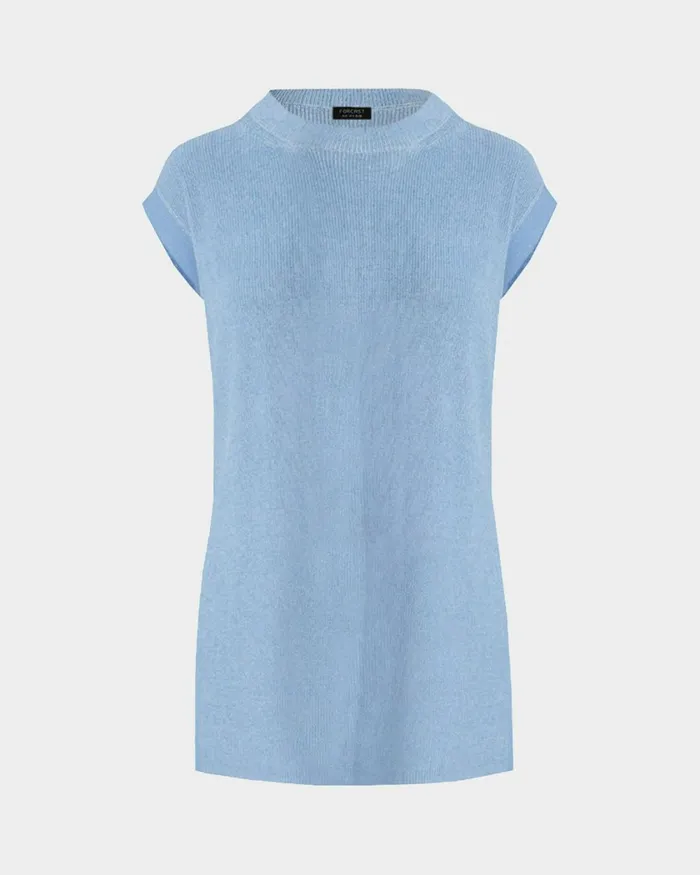 Forcast Milano Melange Knit Top Stone Blueivory Women TShirts and Tops