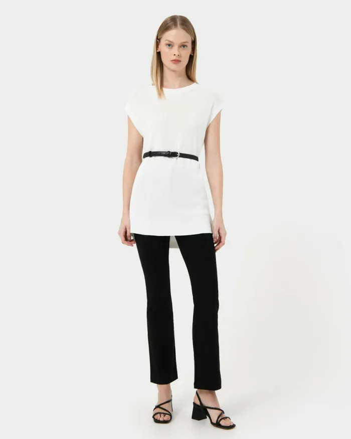 Forcast Milano Melange Knit Top Stone Blueivory Women TShirts and Tops