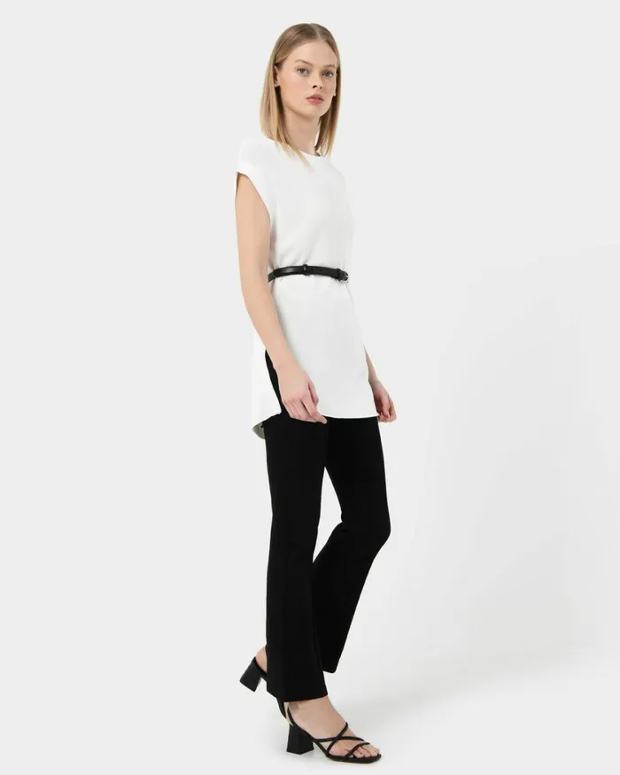 Forcast Milano Melange Knit Top Stone Blueivory Women TShirts and Tops