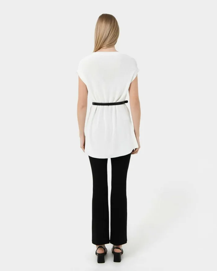 Forcast Milano Melange Knit Top Stone Blueivory Women TShirts and Tops