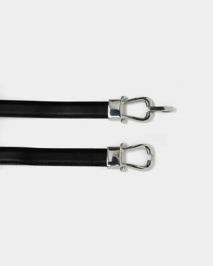 Forcast Mileena Leather Belt Black Women Belts