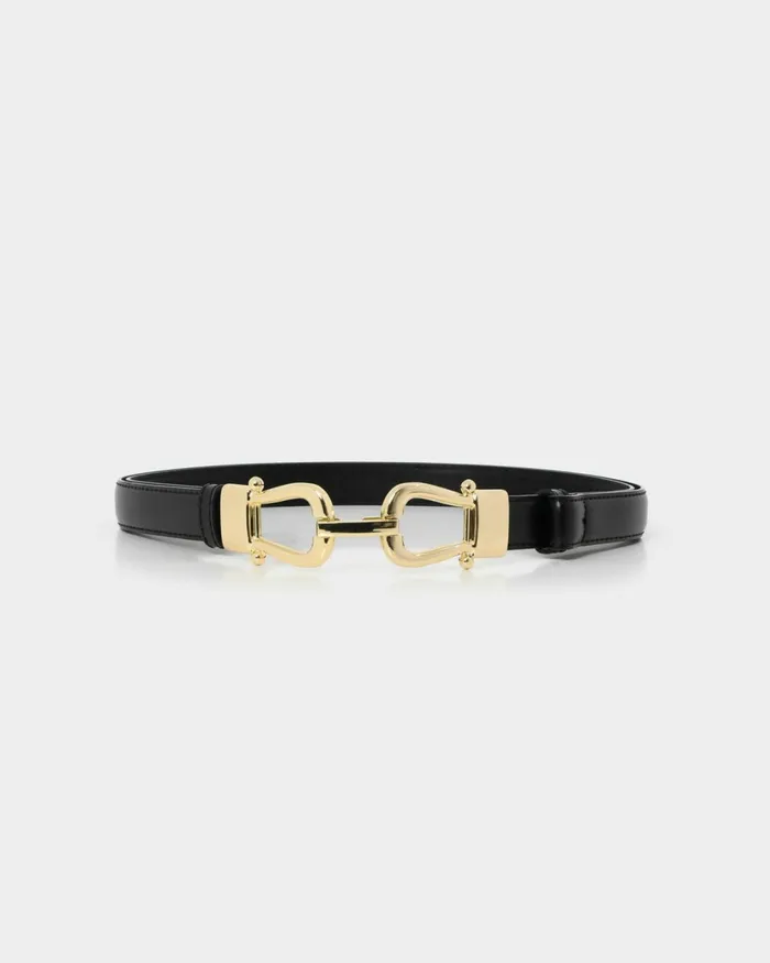 Forcast Mileena Leather Belt Black Women Belts