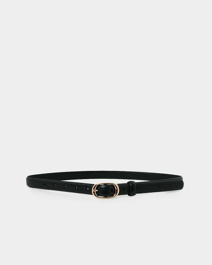 Forcast Millie Leather Croc Belt Black Women Belts
