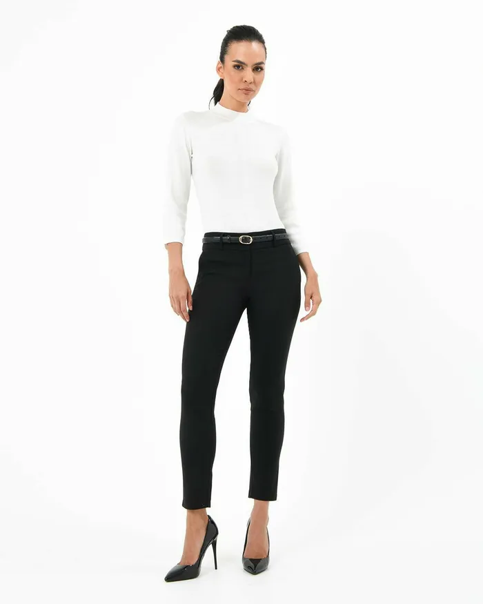 Forcast Millie Leather Croc Belt Black Women Belts