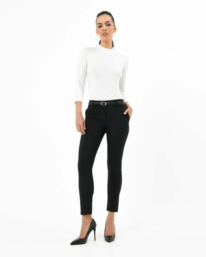 Forcast Millie Leather Croc Belt Black Women Belts
