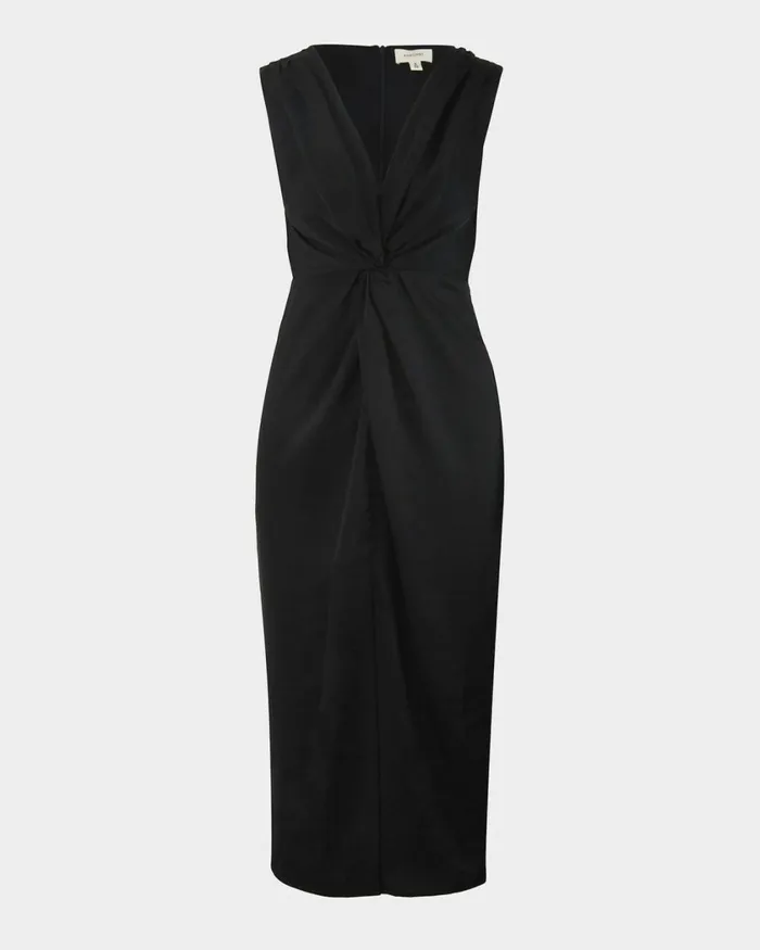 Forcast Mimi Front Twist Dress Black Women Black Dresses