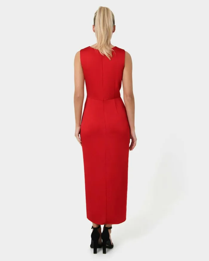 Forcast Mimi Front Twist Dress Red Women Maxi Dresses