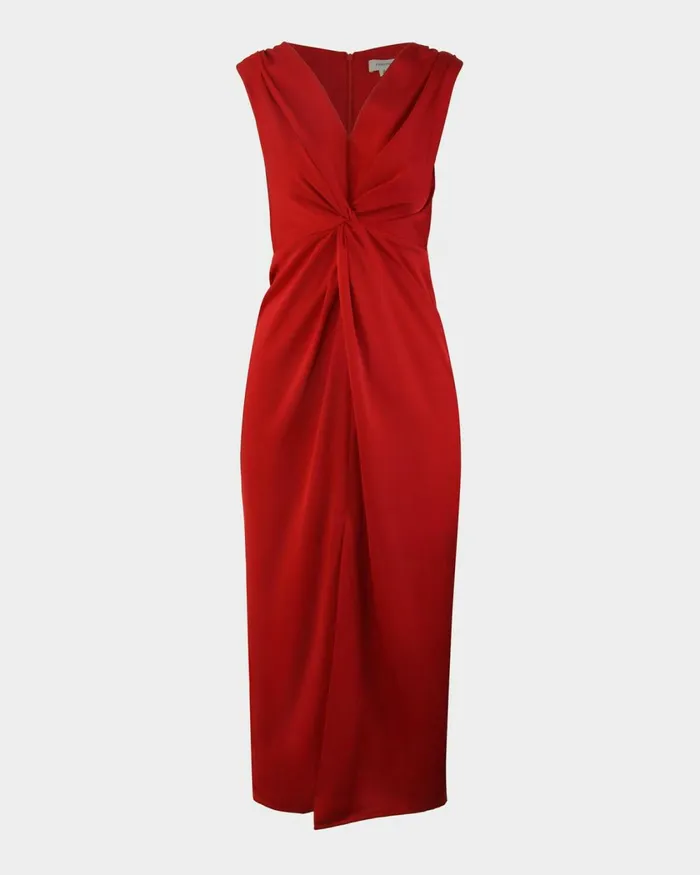 Forcast Mimi Front Twist Dress Red Women Maxi Dresses