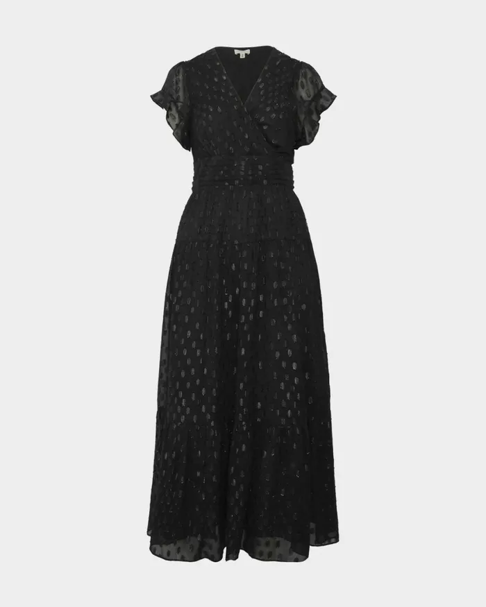 Forcast Minda Glitter Maxi Dress Black Women Maxi Dresses
