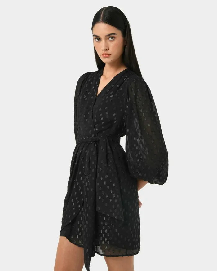 Forcast Minda Glitter Mini Dress Black Women Mini Dresses