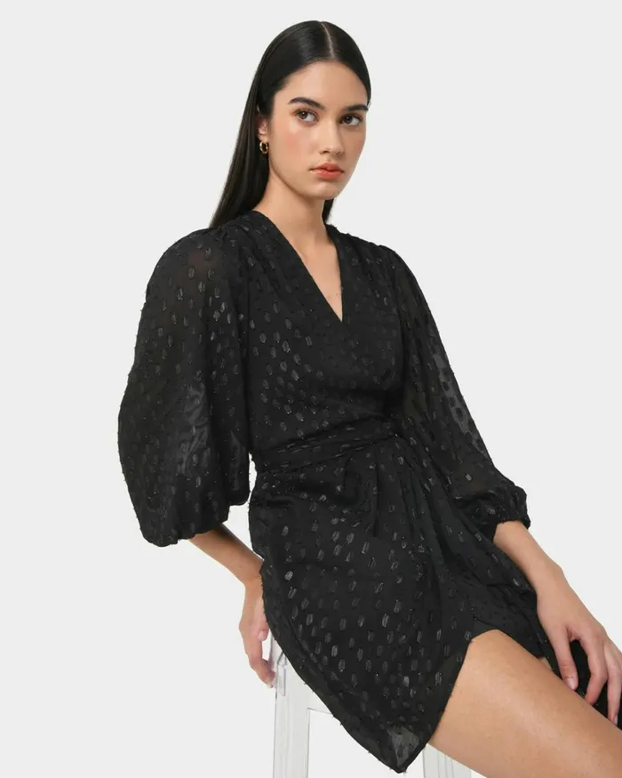 Forcast Minda Glitter Mini Dress Black Women Mini Dresses