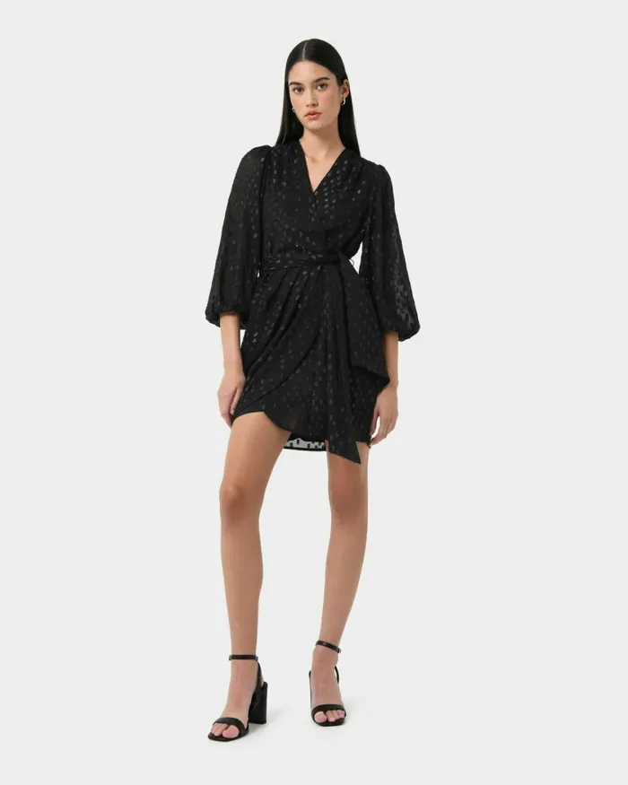 Forcast Minda Glitter Mini Dress Black Women Mini Dresses