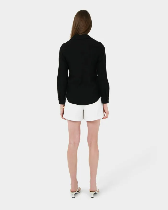 Forcast Morgan Collared Shirt Ivoryblack Women TShirts and Tops