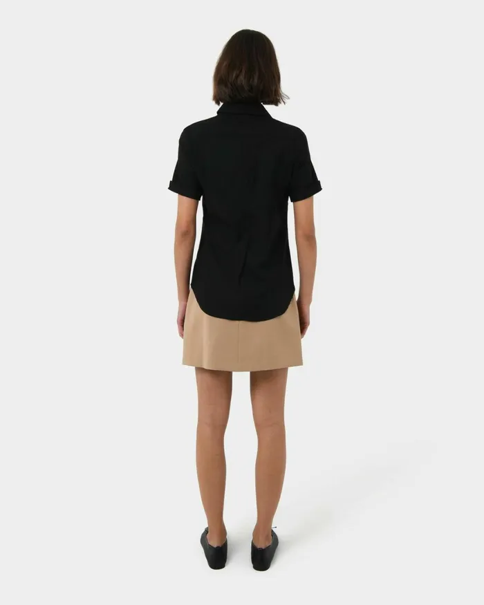 Forcast Morgan Cuff Short Sleeve Ivoryblack Women TShirts and Tops