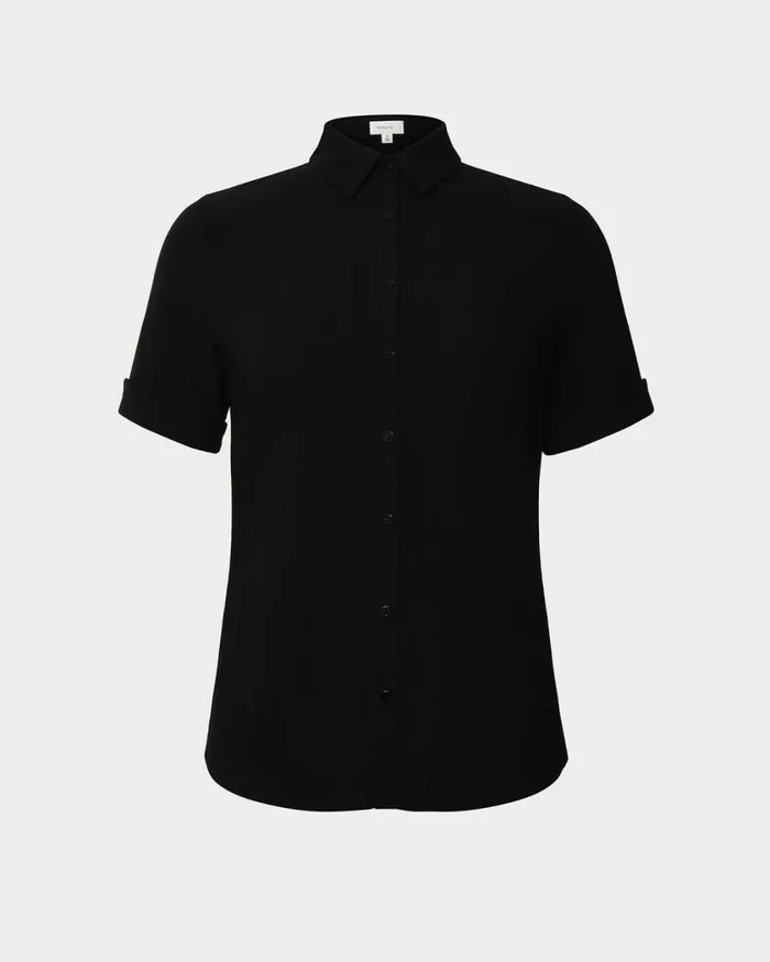 Forcast Morgan Cuff Short Sleeve Ivoryblack Women TShirts and Tops