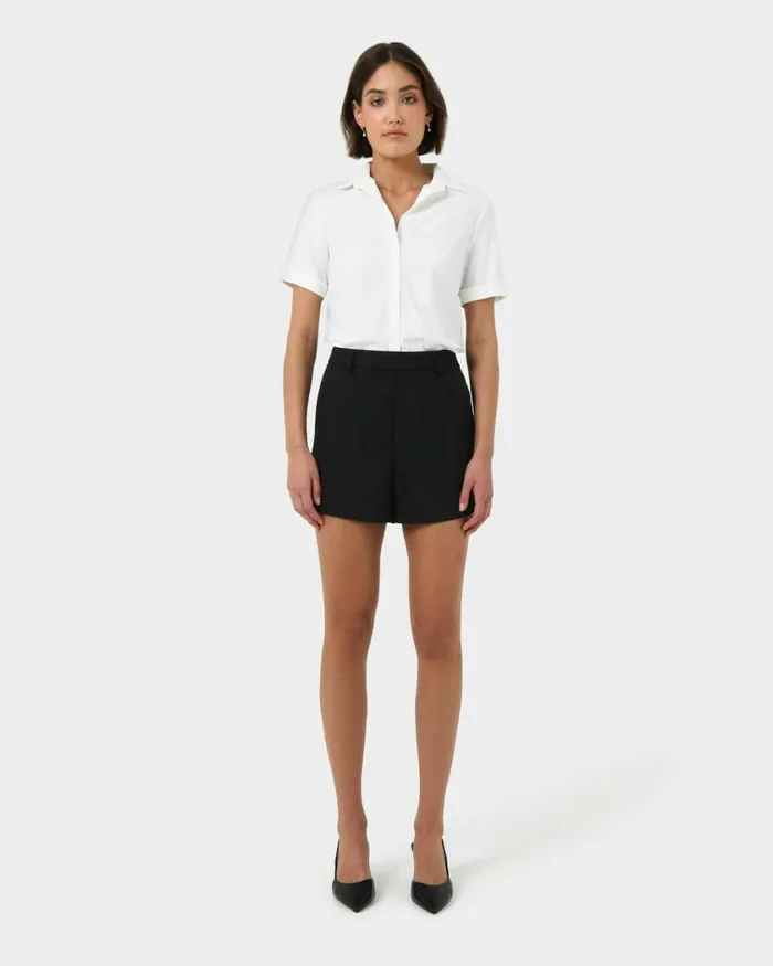 Forcast Morgan Cuff Short Sleeve Ivoryblack Women TShirts and Tops
