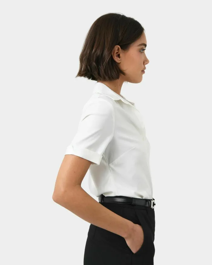 Forcast Morgan Cuff Short Sleeve Ivoryblack Women TShirts and Tops
