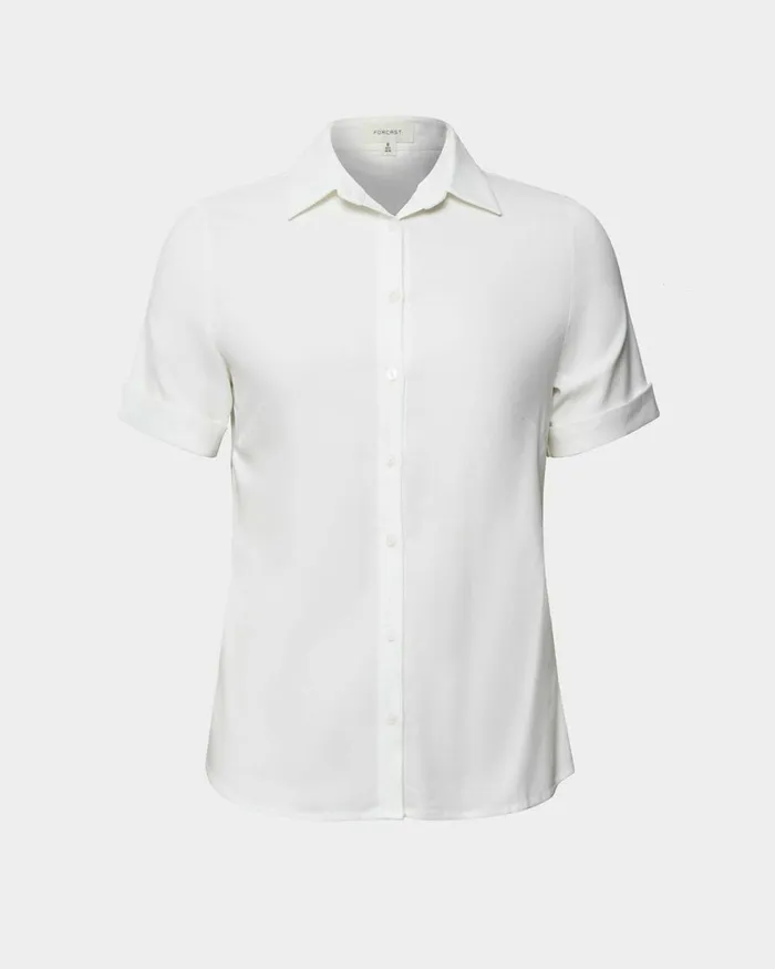 Forcast Morgan Cuff Short Sleeve Ivoryblack Women TShirts and Tops