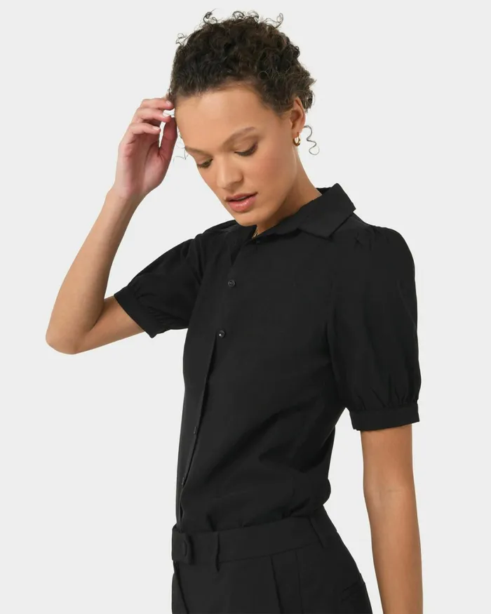 Forcast Morgan Short Sleeve Blouse Black Women TShirts and Tops