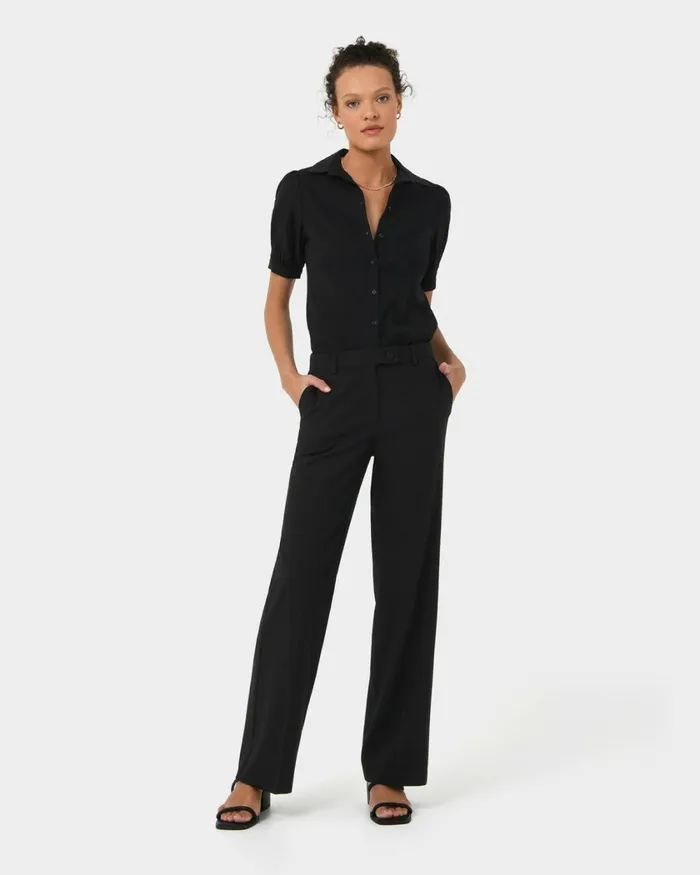 Forcast Morgan Short Sleeve Blouse Black Women TShirts and Tops