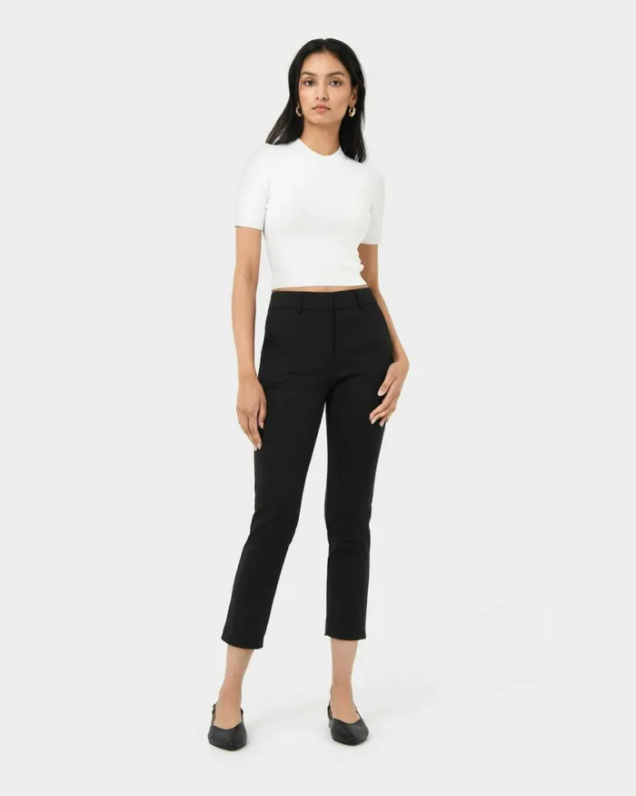 Forcast Murphy Crop Knit Top Camelivoryblack Women TShirts and Tops