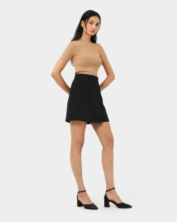 Forcast Murphy Crop Knit Top Camelivoryblack Women TShirts and Tops