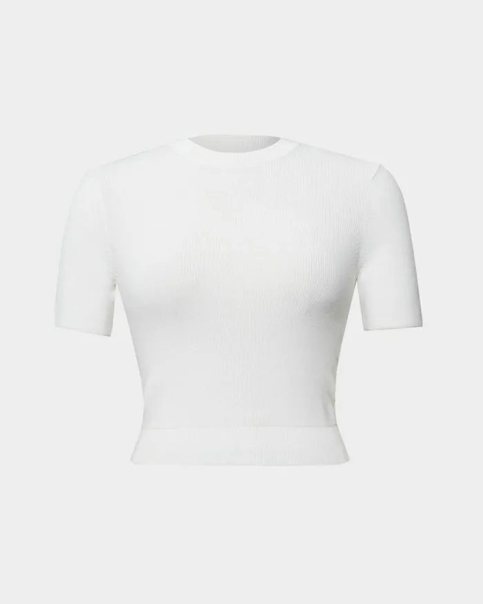 Forcast Murphy Crop Knit Top Camelivoryblack Women TShirts and Tops