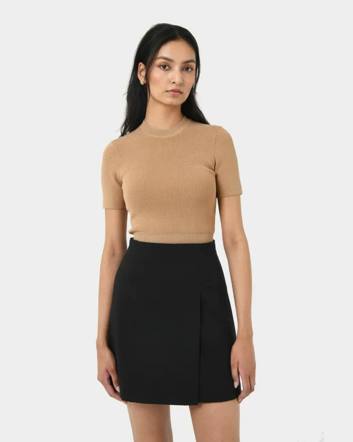 Forcast Murphy Crop Knit Top Camelivoryblack Women TShirts and Tops