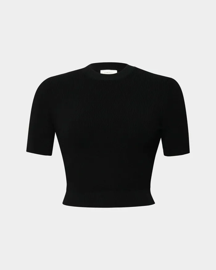 Forcast Murphy Crop Knit Top Camelivoryblack Women TShirts and Tops