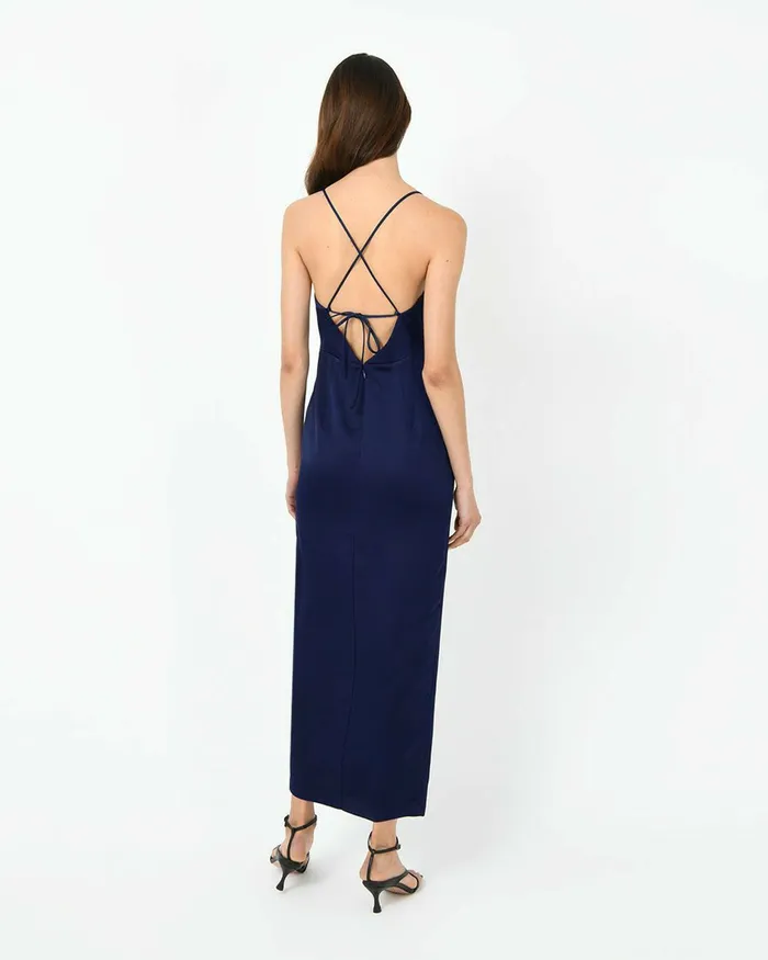 Forcast Muse Backless Maxi Dress Golden Yellownavy Women Maxi Dresses