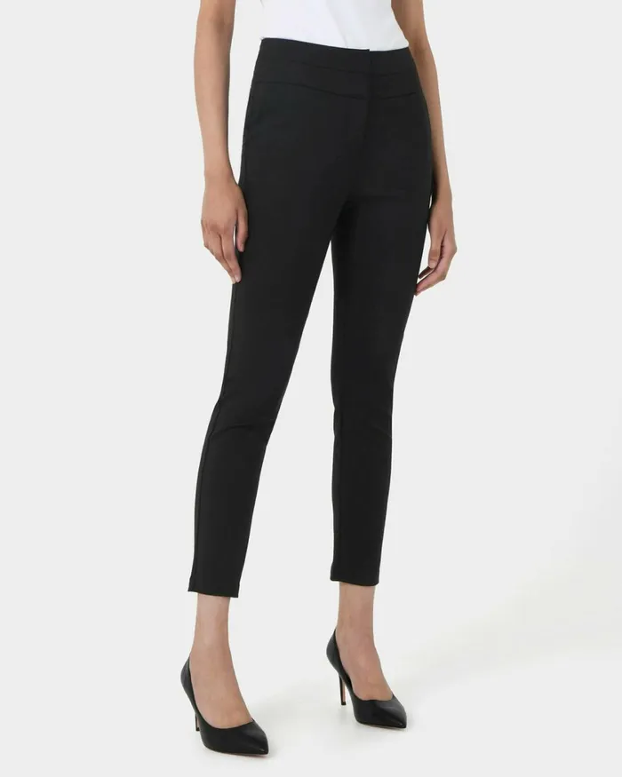 Forcast Myah Double Waistband Pants Black Women Slim Leg Pants