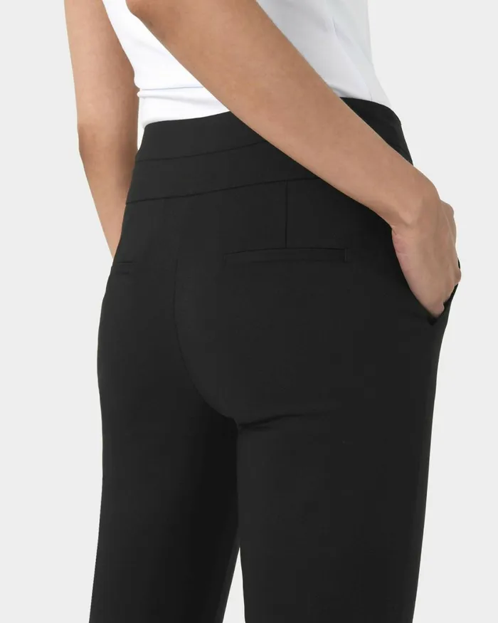 Forcast Myah Double Waistband Pants Black Women Slim Leg Pants