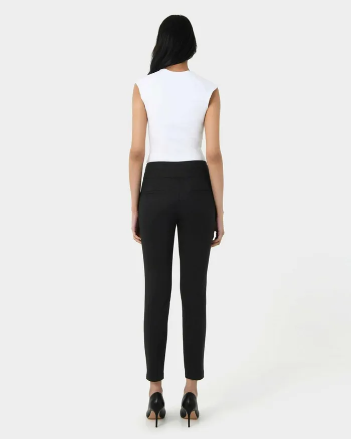 Forcast Myah Double Waistband Pants Black Women Slim Leg Pants