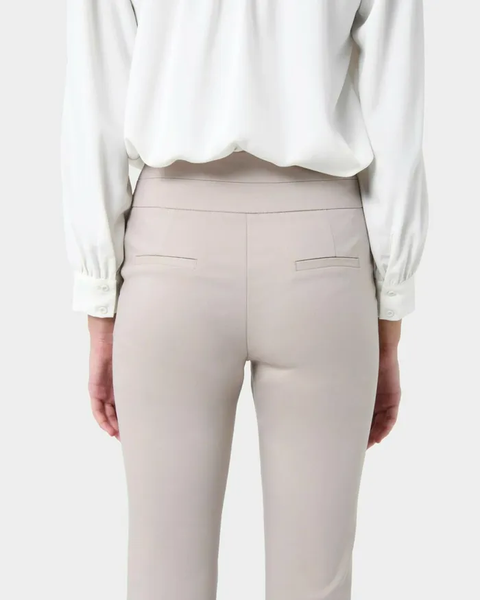 Forcast Myah Double Waistband Pants Light Grey Women Slim Leg Pants
