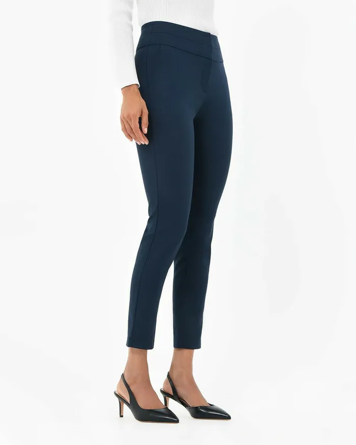 Forcast Myah Double Waistband Pants Navy Women HighWaisted Pants